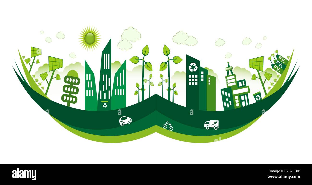 Green Eco City Living Konzept. Stock Vektor