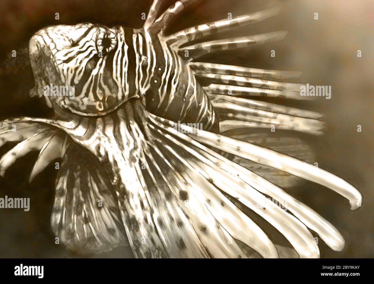 Abbildung mit einem digital-Tablette Skorpion Fisch gefährlich gemacht Stockfoto