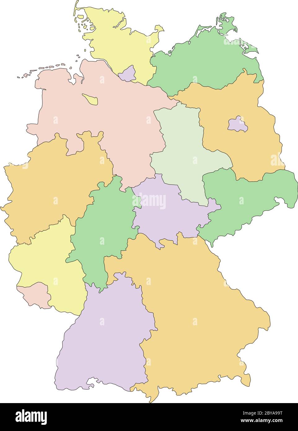 Deutschland - sehr detaillierte editierbare politische Karte. Stock Vektor