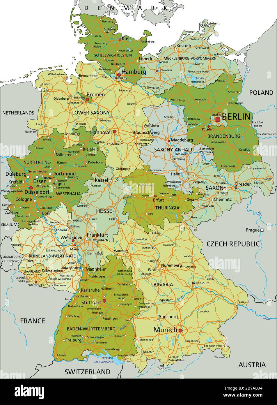 Deutschland - sehr detaillierte editierbare politische Karte mit getrennten Ebenen. Stock Vektor