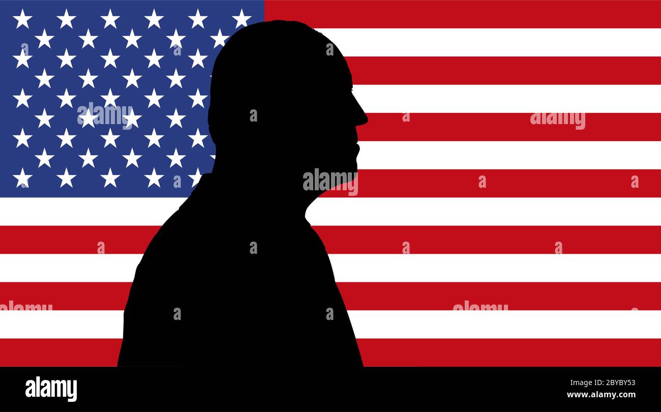 Joe Biden Silhouette Porträt auf der US-Flagge, Vektor-Illustration Stock Vektor