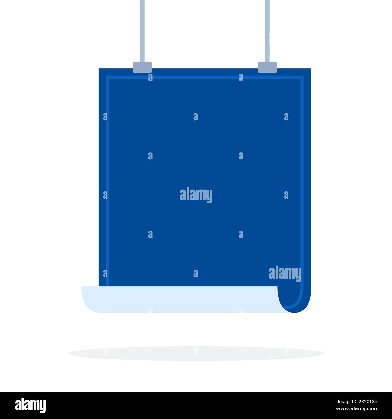 Blaues Banner mit montagefächem Vektorsymbol flach isoliert. Stock Vektor