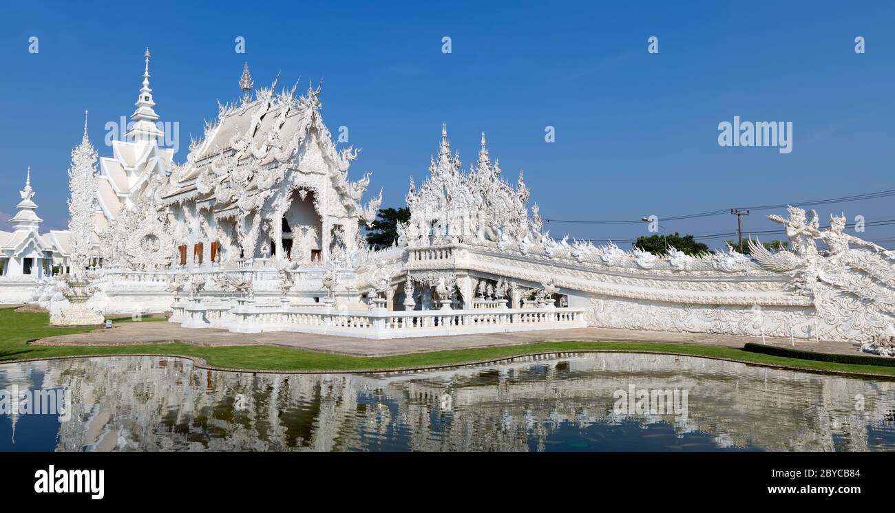 Panorama Wat Rongkun - der weiße Tempel in Chiangrai, Thailand Stockfoto