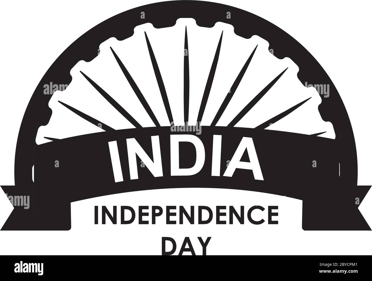 indien Unabhängigkeit Tag Konzept mit dekorativer Flagge und ashoka Chakra Symbol auf weißem Hintergrund, Silhouette Stil, Vektor-Illustration Stock Vektor