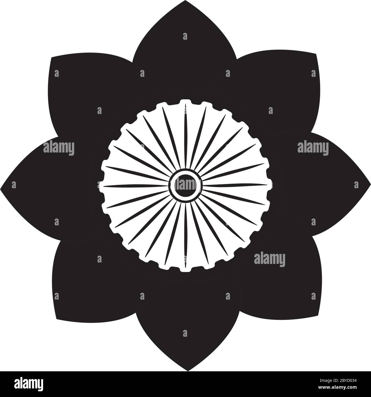 Indien Unabhängigkeit Konzept, indische dreifarbige Blume Flagge Symbol über weißem Hintergrund, Silhouette Stil, Vektor-Illustration Stock Vektor