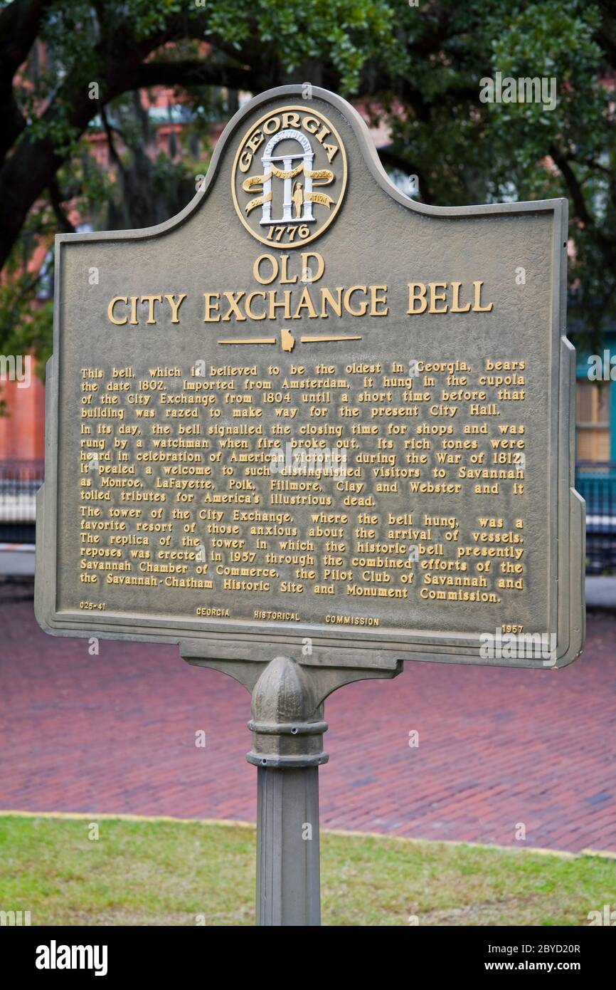 Geschichtstafel in Emmet Park, Savannah, Georgia, USA Stockfoto