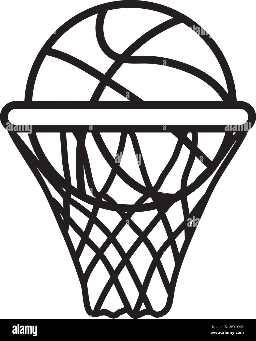 Basketballkorb mit Ball-Symbol auf weißem Hintergrund, Linienstil,  Vektor-Illustration Stock-Vektorgrafik - Alamy