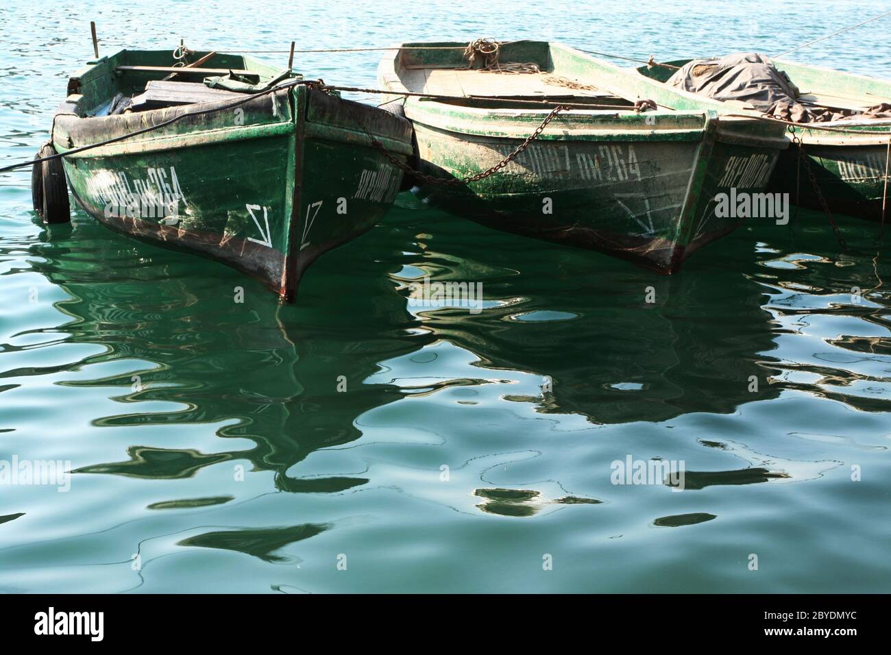 Grüne Boote Stockfoto