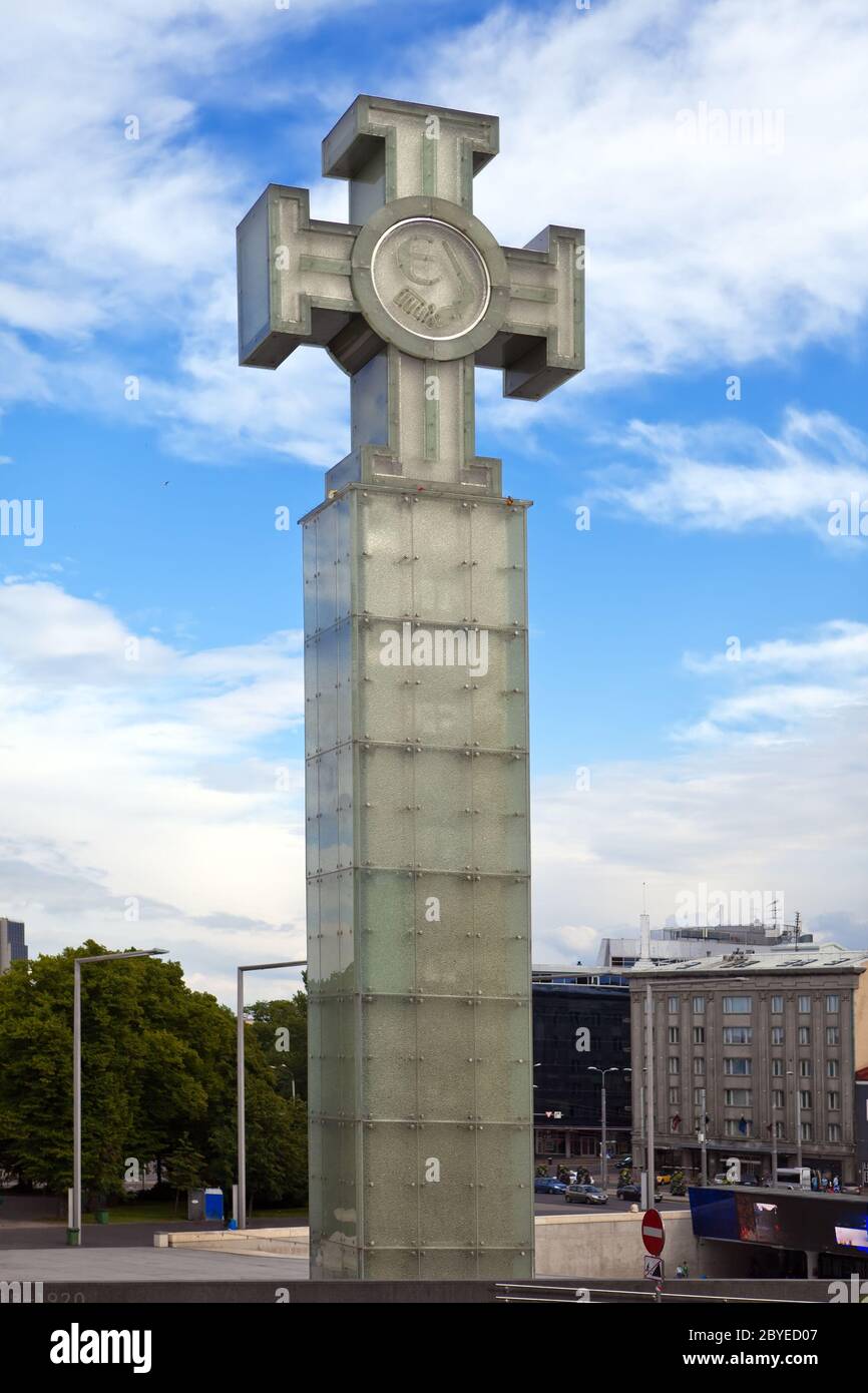 «Freiheitsdenkmal» auf dem Platz der Freiheit, Tallinn, Esto Stockfoto