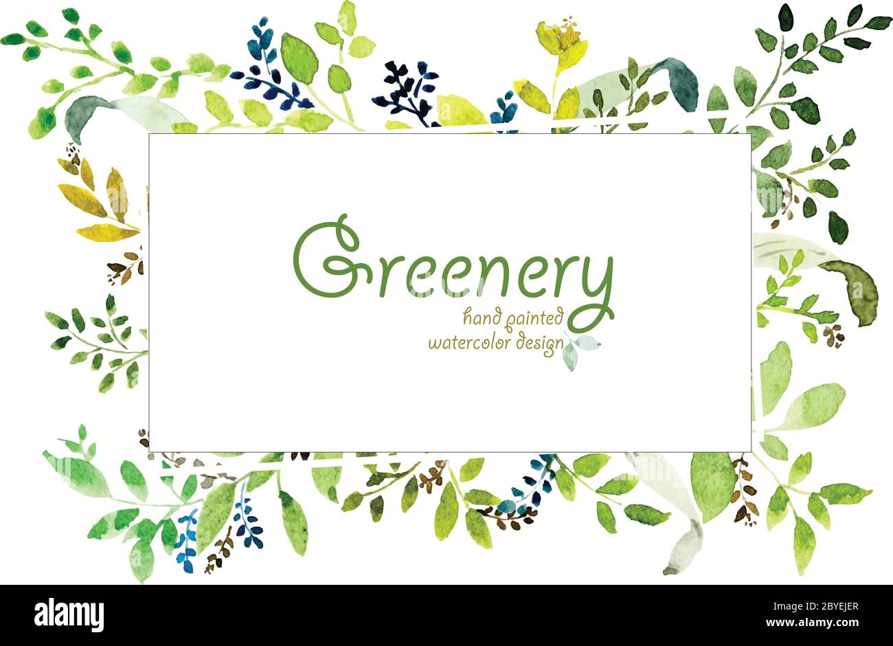 Aquarell handbemalten Grün Design. vektor-Design für Einladung, Hochzeit, speichern Sie das Datum, Poster, Grußkarte, Text Raum Rahmen. Stock Vektor