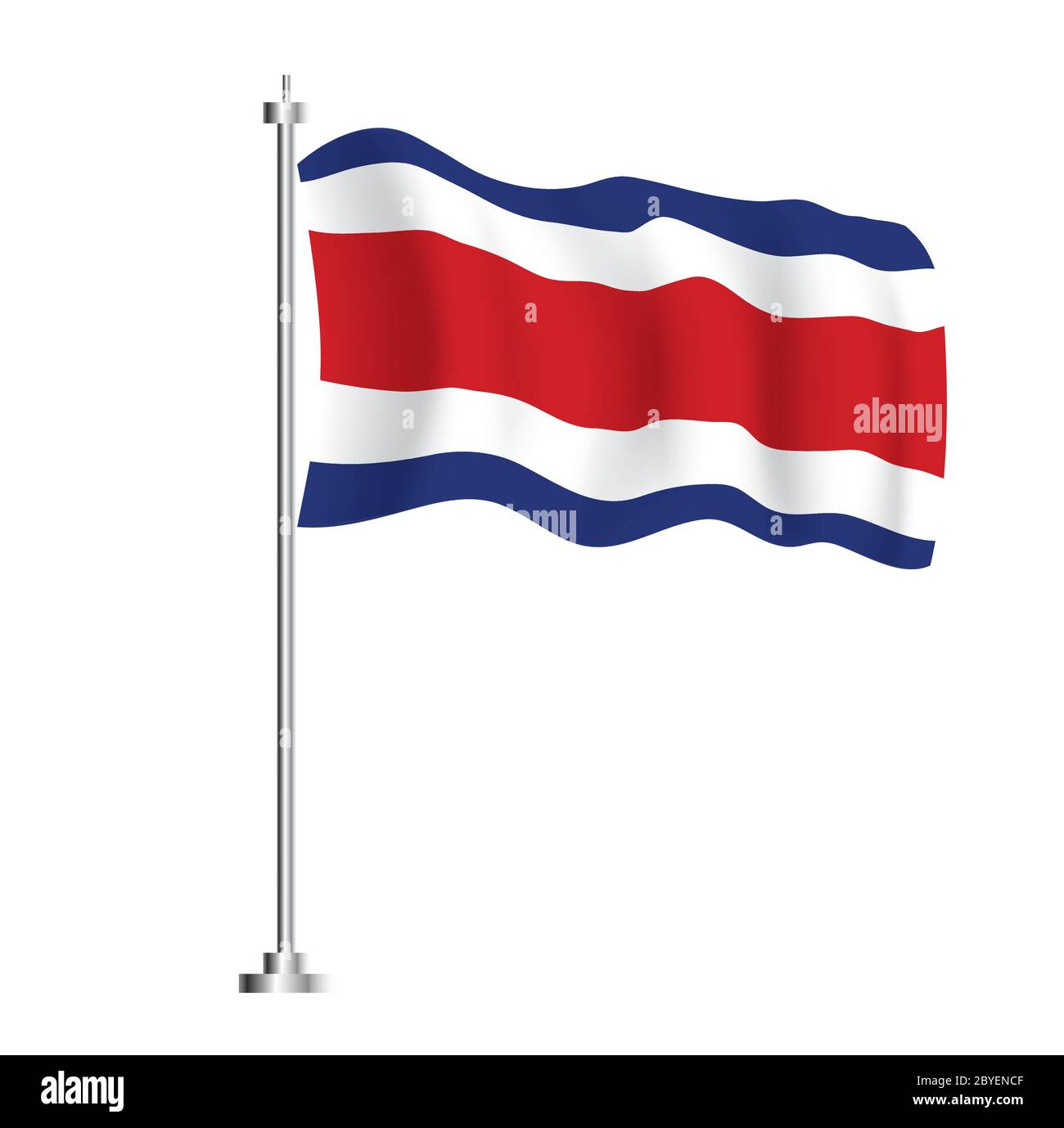 Costa Rica Flagge. Isolierte Welle Flagge von Costa Rica Land. Vektorgrafik. Stock Vektor