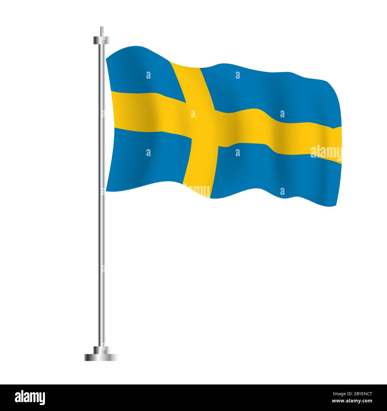 Schwedische Flagge. Isolierte Welle Flagge von Schweden Land. Vektorgrafik. Stock Vektor