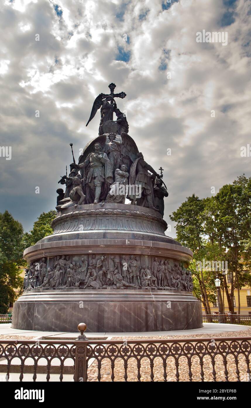 Russland, große Novgorod. Monument, das Jahrtausend der Rus Stockfoto