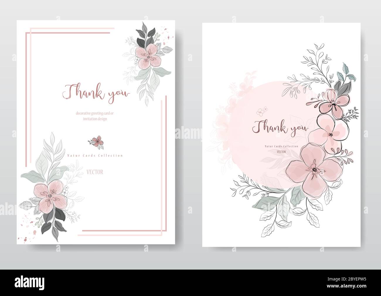 Sammlung von rosa Aquarell Blume Karte. Dekorative Blumen Grußkarte, Hochzeit oder Einladung Design Hintergrund. - Vektor Stock Vektor