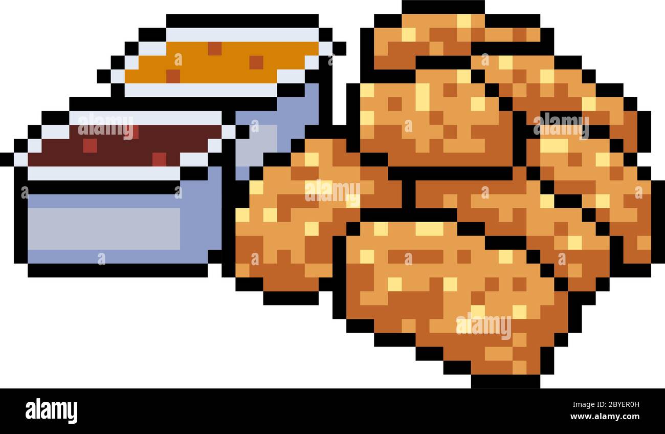 vektor Pixel Art Huhn Nugget isoliert Stock-Vektorgrafik - Alamy