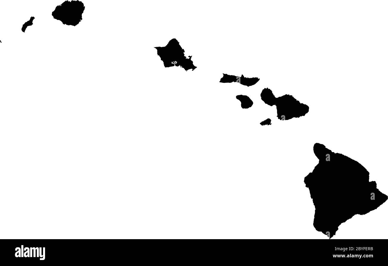 Sehr detaillierte Hawaii Silhouette Karte. Stock Vektor