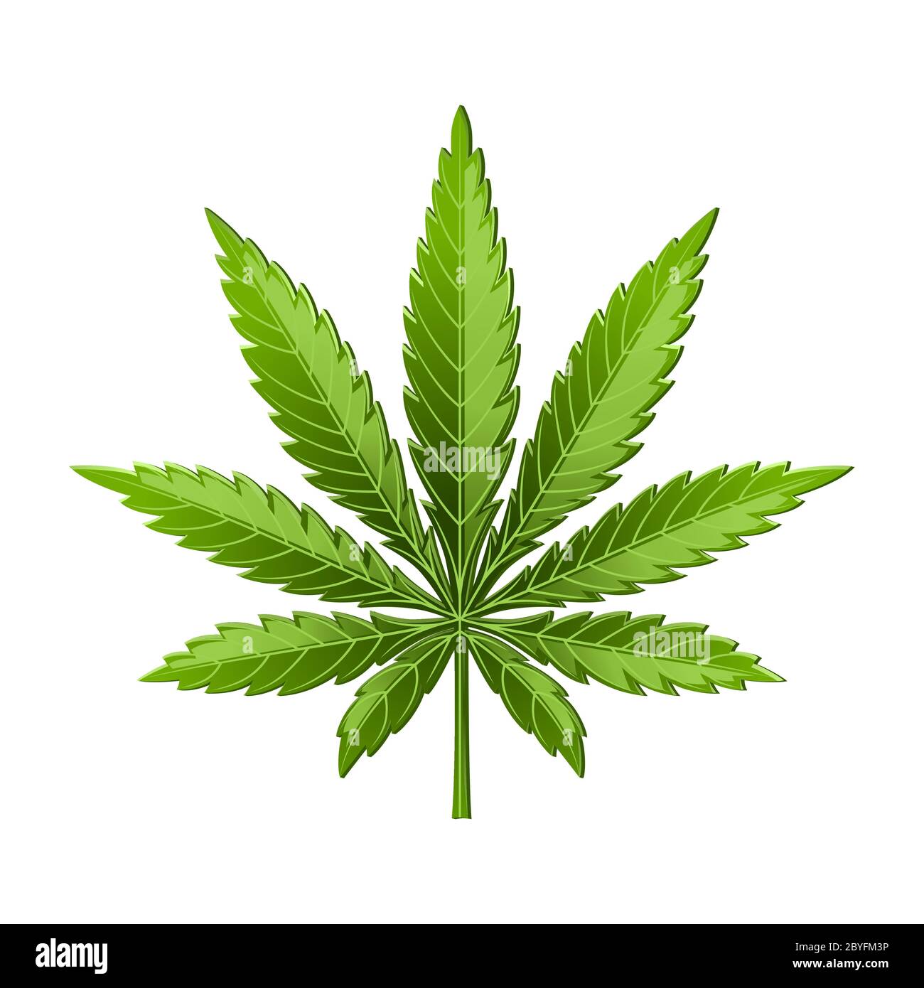 Marihuanablatt- oder Cannabisblättrige Unkrautsymbol isoliert auf weißem Hintergrund Stock Vektor