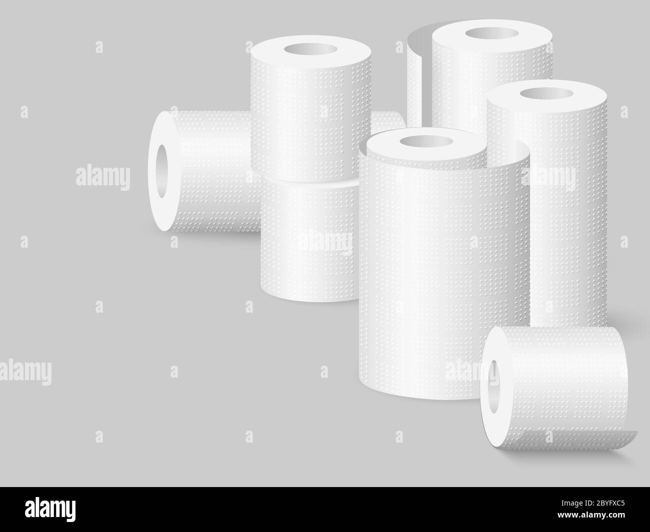 Set von Küchentüchern und Toilettenpapierrollen. Stock Vektor