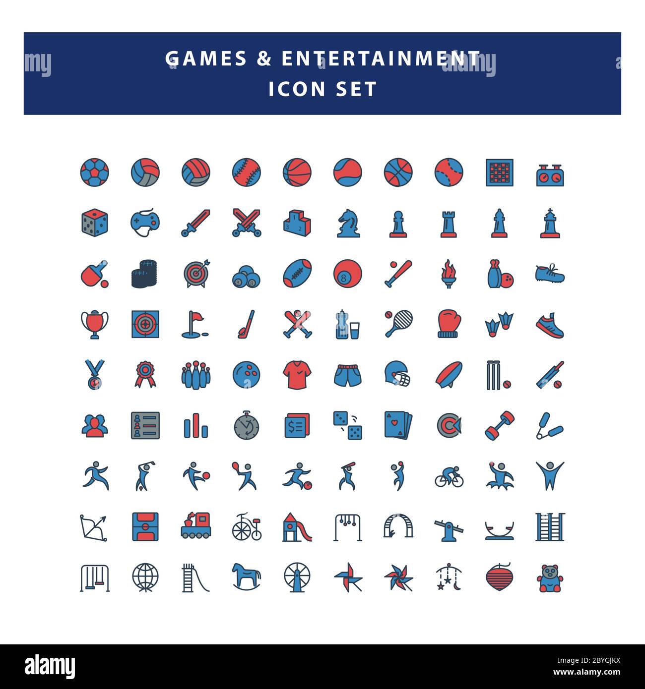 Set von Spiel und Unterhaltung Symbol mit gefüllten Outline Stil Design Vektor Stock Vektor