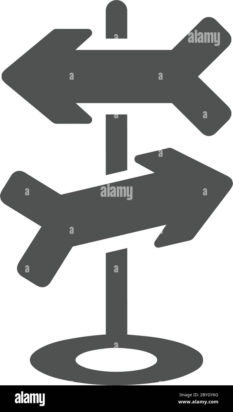 Richtungs- oder Straßenschild-Symbol, Vektorgrafiken Stock Vektor