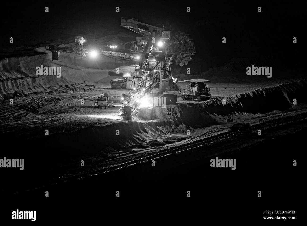 Kohle-Bergbau im Tagebau - Abend Foto Stockfoto