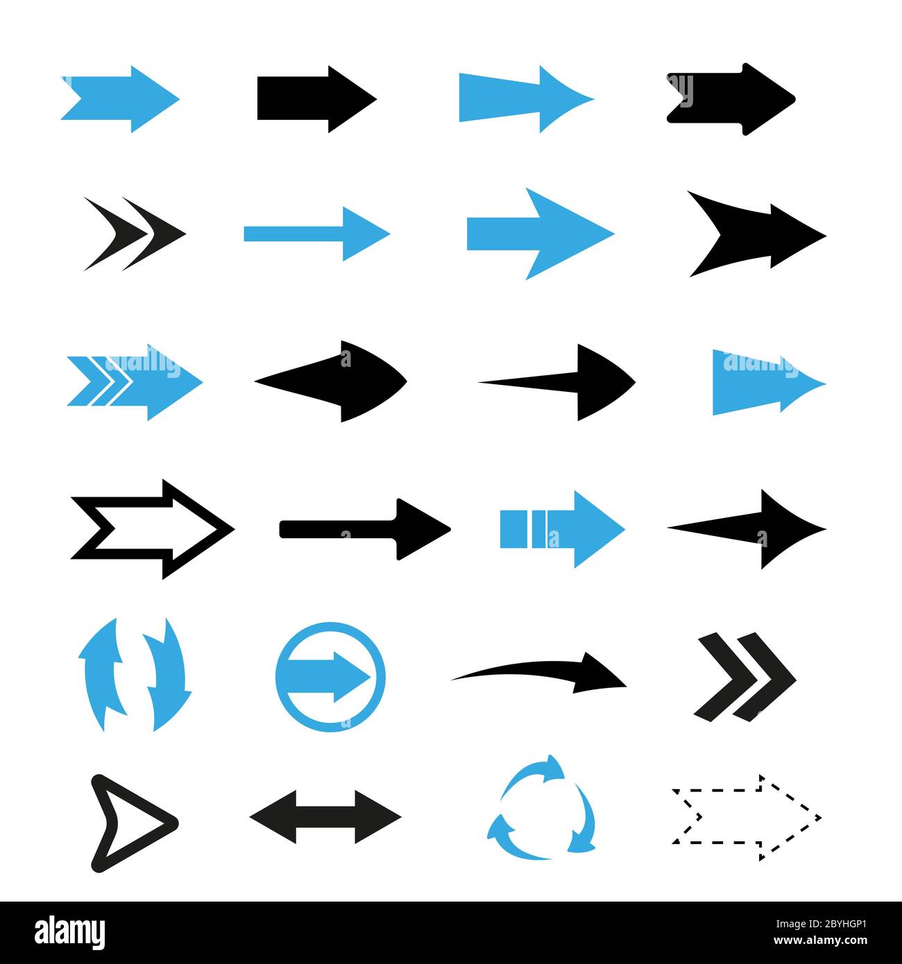 Pfeile big black Set Symbole. Pfeilsymbol. Pfeil vektor Sammlung. Pfeil. Cursor. Moderne, einfache Pfeile. Stock Vektor