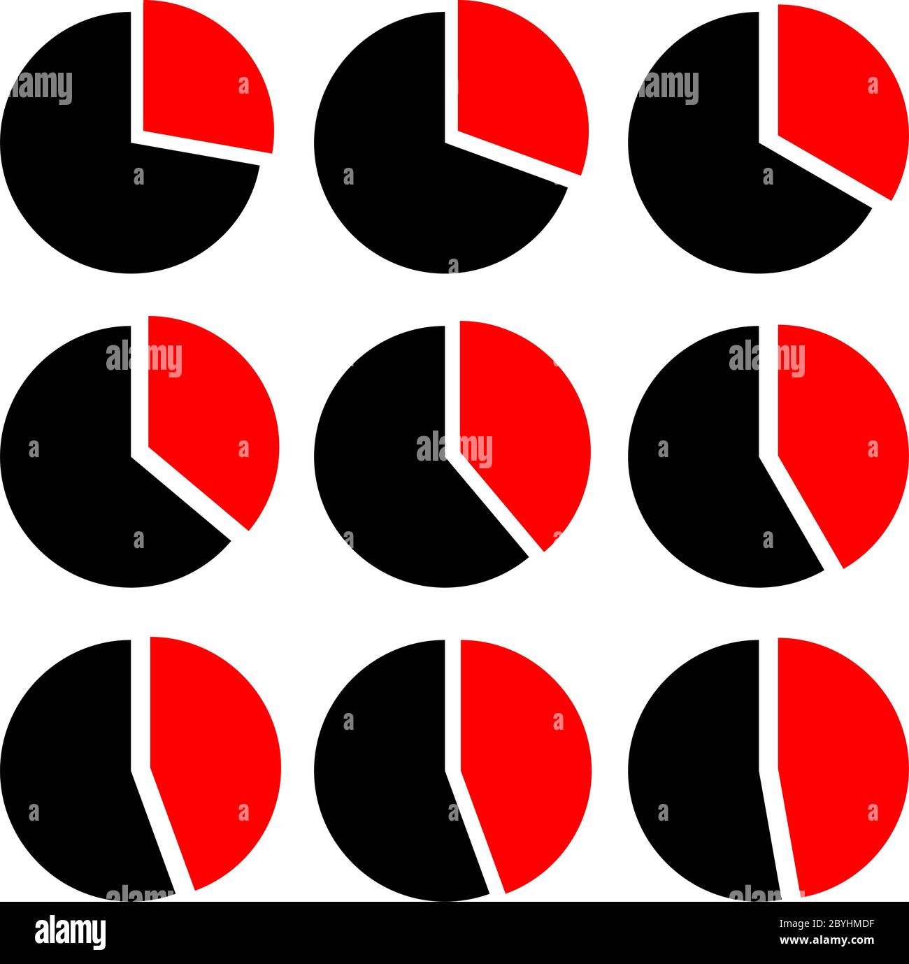 Kreisdiagramm Symbol Vektor-Illustration Setzen Stock Vektor
