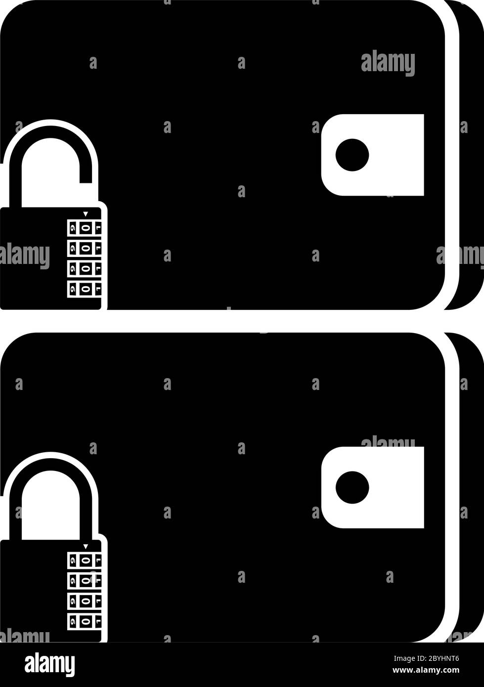 Brieftasche Symbol Gesperrt Unlocked Vektor Illustration Stock Vektor