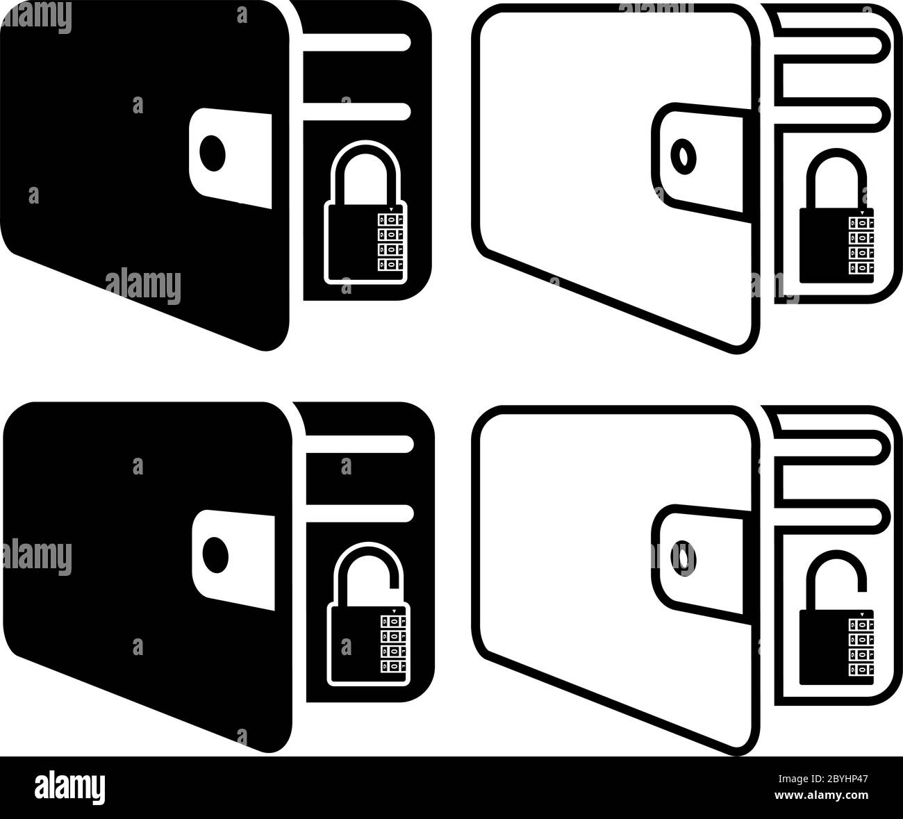 Brieftasche Symbol Gesperrt Unlocked Vektor Illustration Stock Vektor