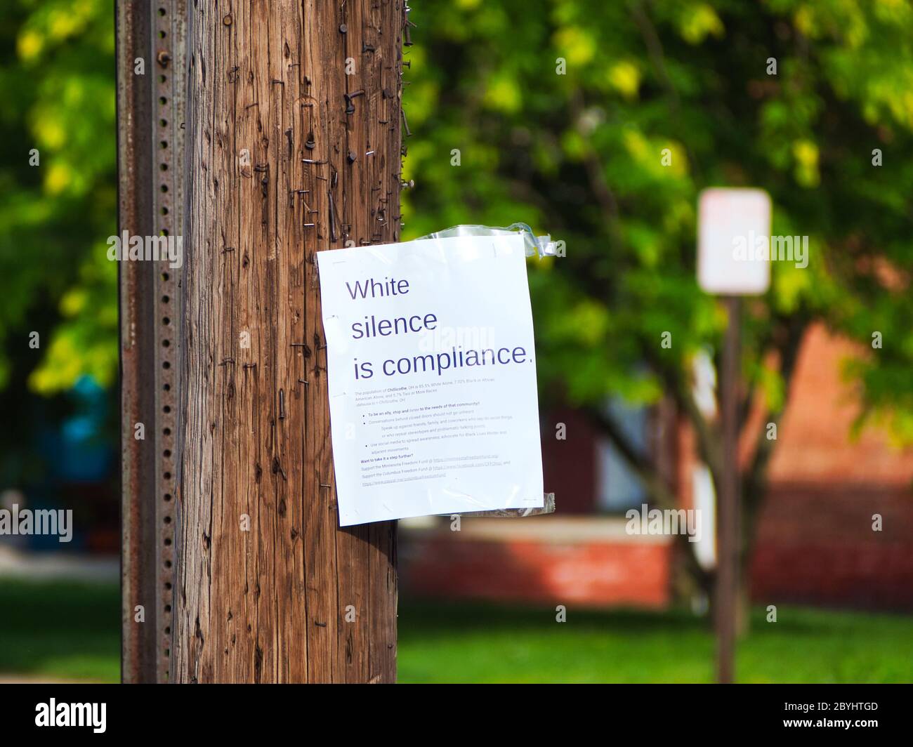 Schwarze Leben Materie Zeichen auf Pole USA Stockfoto