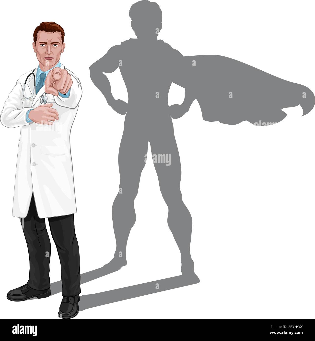 Super Hero Doctor Will Braucht Sie Zeigen Konzept Stock Vektor