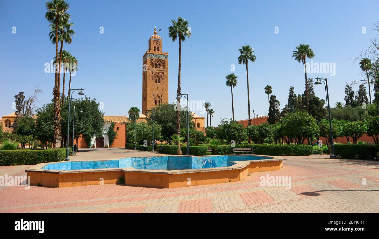 Koutoubia Moschee in Marrakesch Stockfoto