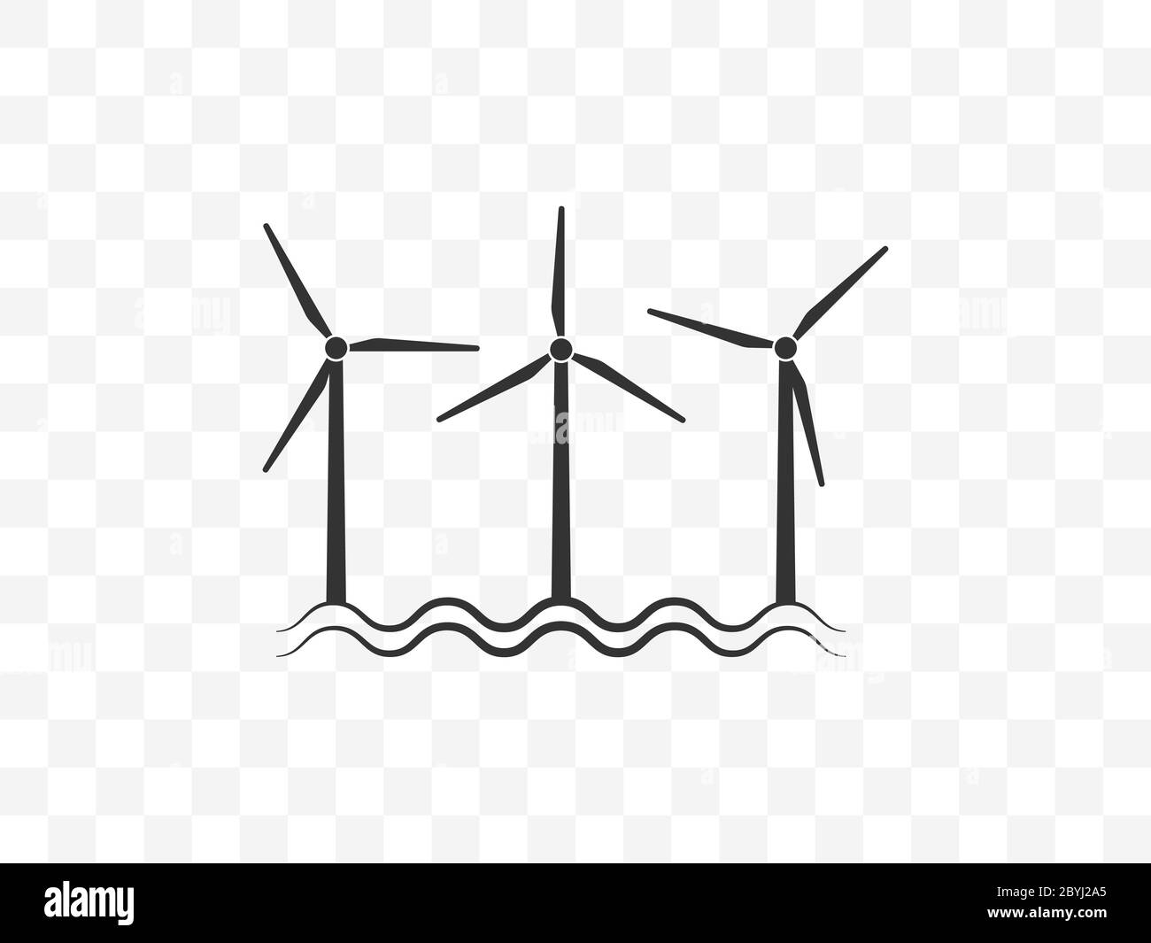 Symbol für Windenergie, Windenergieanlage. Vektorgrafik, flaches Design. Stock Vektor