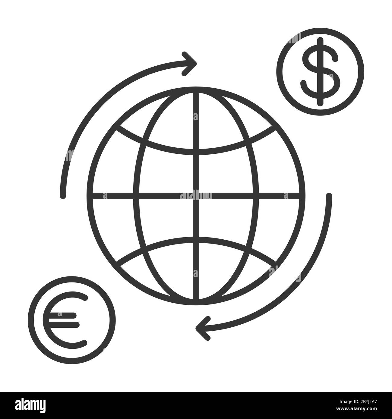 Lineares Symbol für den Währungswechsel. Vektorgrafik. Geldtransferschild isoliert Stock Vektor