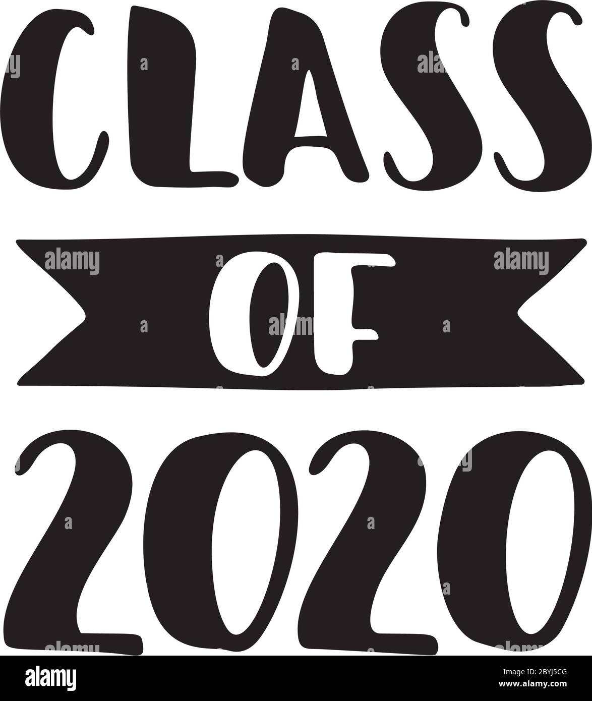 Klasse von 2020. Handgezeichneter Pinsel Schriftzug Graduation Logo Stock Vektor
