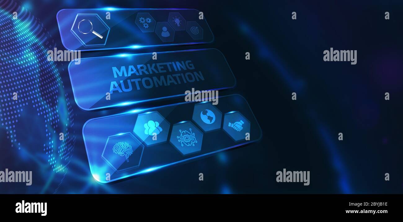 Marketingstrategie. Konzept Der Planungsstrategie. Business-, Technologie-, Internet- und Netzwerkkonzept. Marketing-Automatisierung Stockfoto