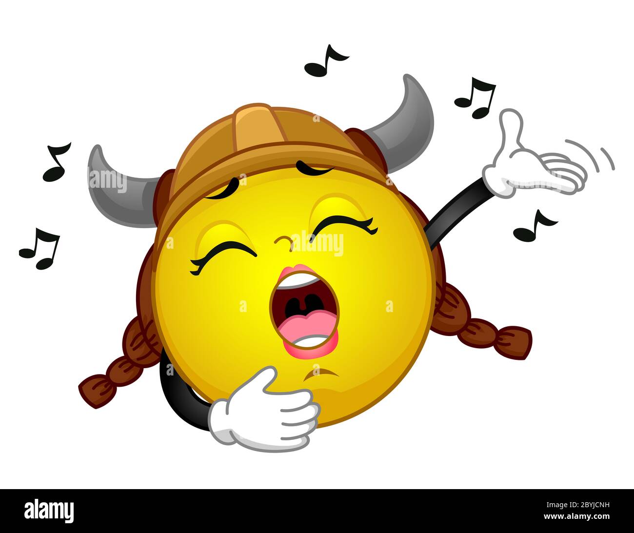 Illustration einer Smiley Singing Opera und das Tragen eines Wikinger Hut Kostüm Stockfoto