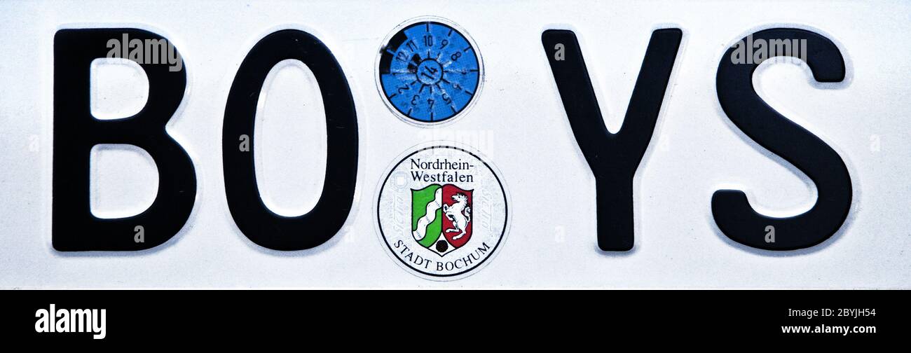 Kfz-Kennzeichen JUNGEN. Stockfoto