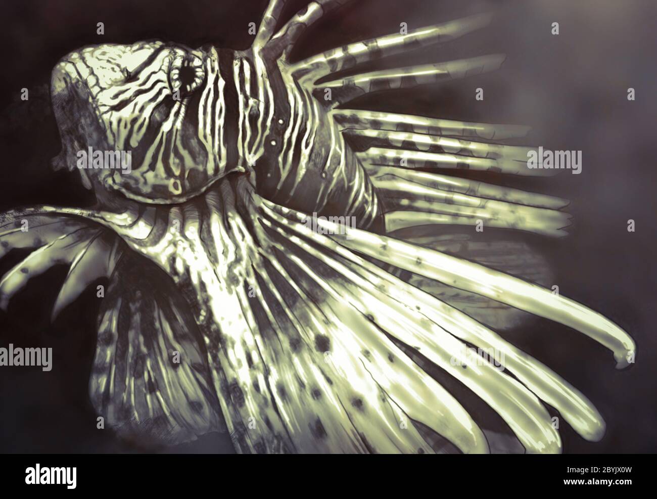 Abbildung mit einem digital-Tablette Skorpion Fisch gefährlich gemacht Stockfoto