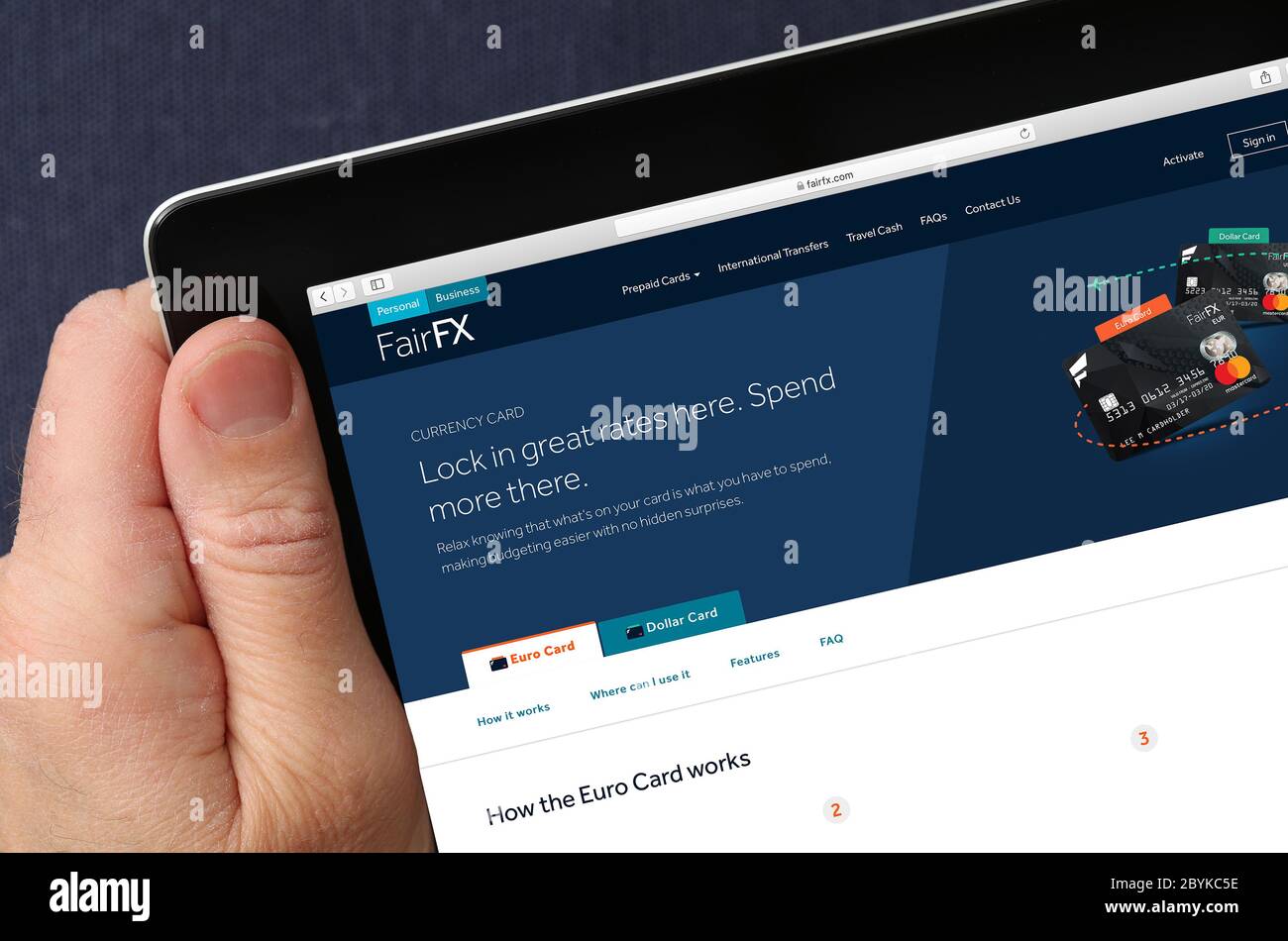 Fair FX-Website, auf einem iPad angesehen. (Nur redaktionelle Verwendung) Stockfoto