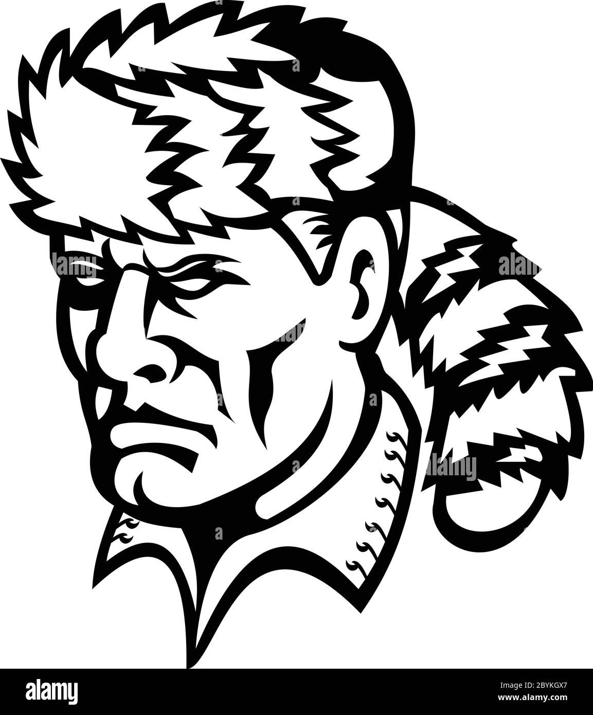 Maskottchen-Ikone Illustration des Kopfes von David Davy Crockett, ein amerikanischer Volksheld, Frontiersmann, Soldat und Politiker, Spitzname "König des Wilden Fron Stock Vektor