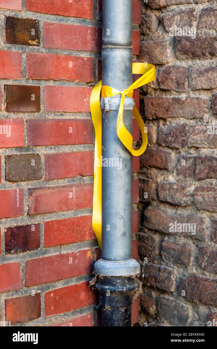 Verlassene Stadt Borschemich, Deutschland. Braunkohlevorkommen unter Dörfern im Niederrhein führen dazu, dass die Bewohner ihren Besitz und ihr Lebenszentrum verlassen Stockfoto