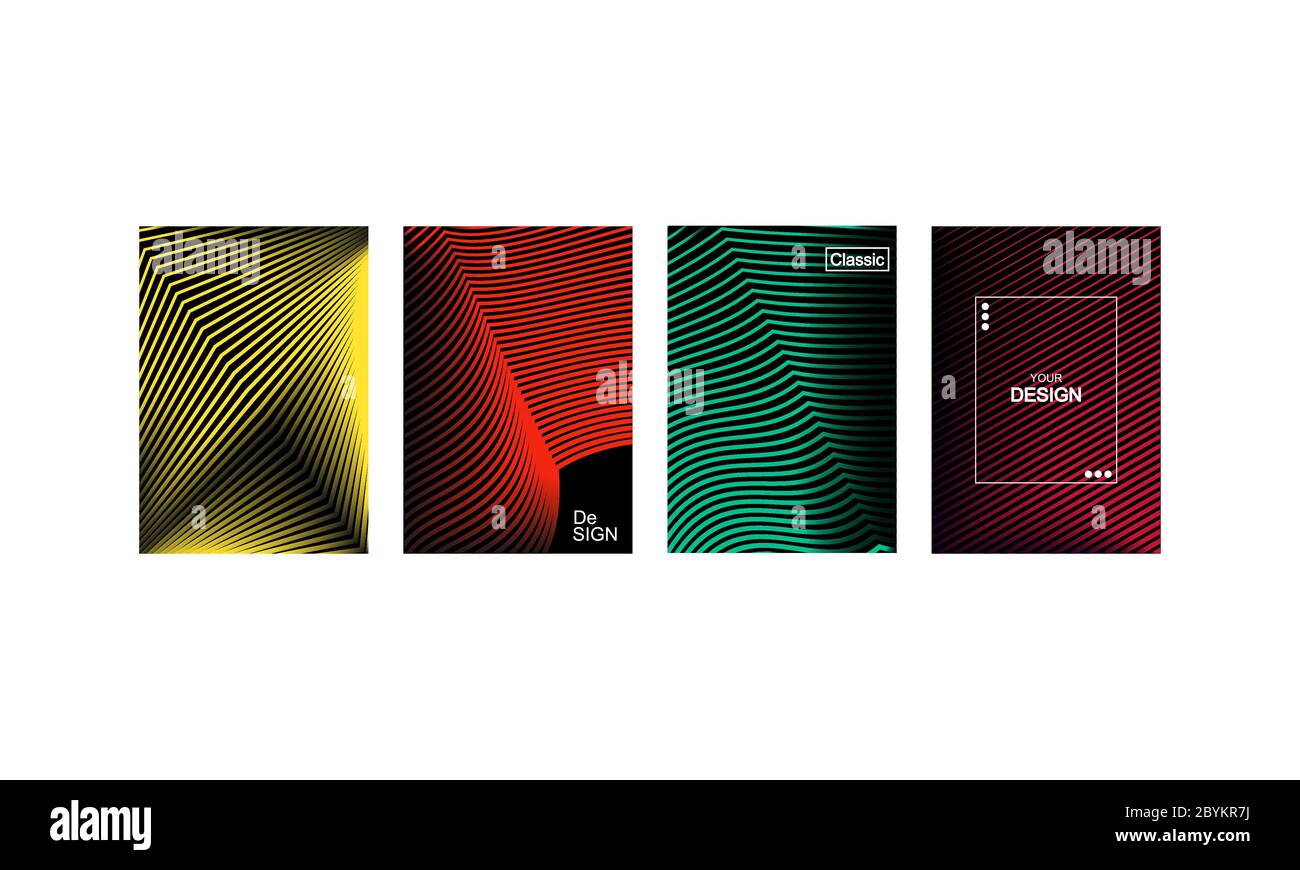 Vorlage für Werbeaktionen oder Präsentationen. Set von Cover-Design-Vorlagen mit hellen Verlauf Hintergrund. Künstlerisches Design des Covers. Vektor EPS 10 Stock Vektor