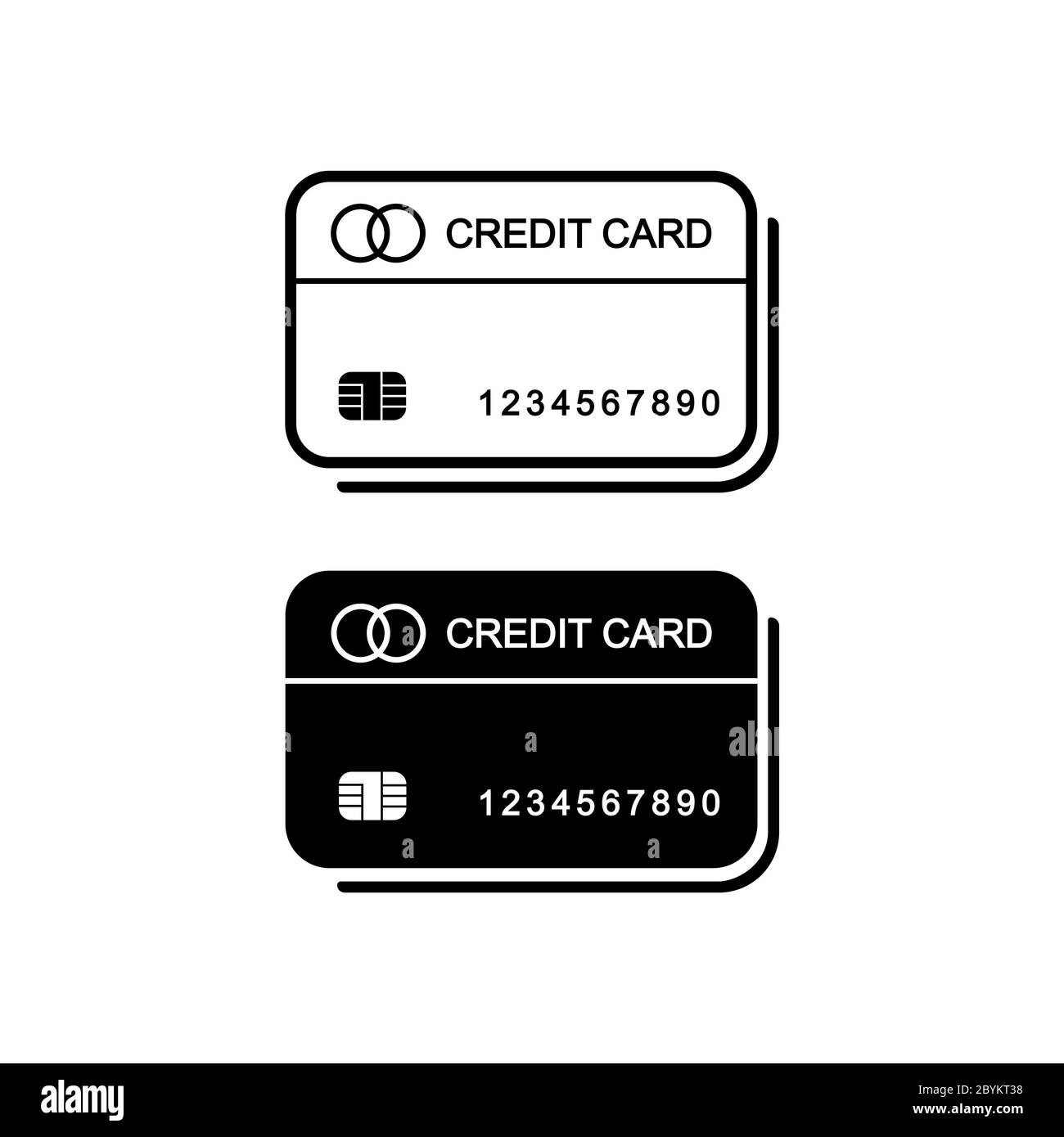 Kreditkarte Symbol Vektor Logo Design schwarzes Symbol isoliert auf weißem Hintergrund. Vektor EPS 10. Stock Vektor