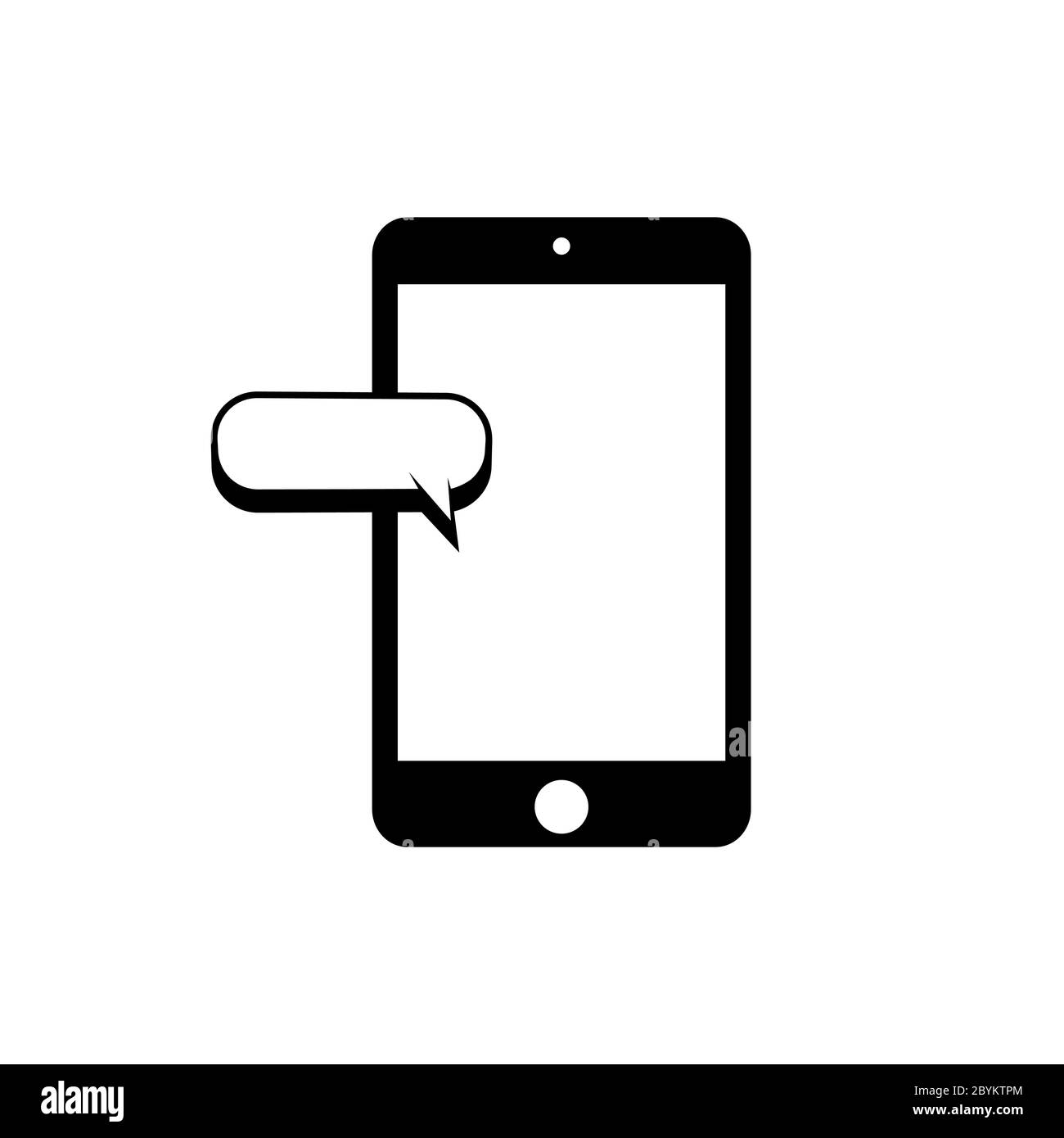 Smartphone Message Icon flach in schwarz mit Chat, sms, Tweet, Instant Messaging, Mobile Messenger Konzepte für Websites, Web-Banner auf isoliert weiß Stock Vektor