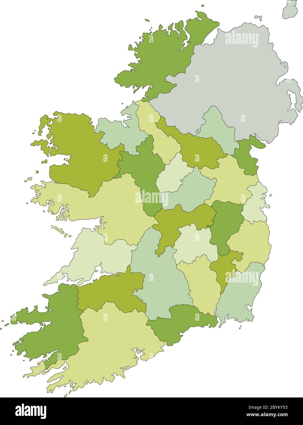Sehr detaillierte editierbare politische Karte mit getrennten Ebenen. Irland. Stock Vektor