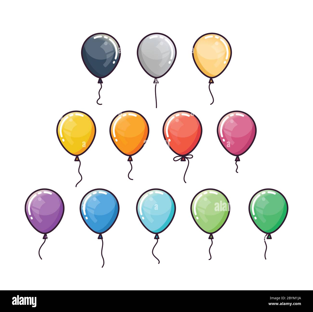 Flache bunte Ballons Set Stock Vektor