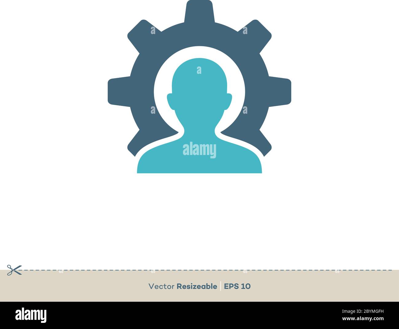 Human Shape Gear Vektor Logo Vorlage Illustration Design. Vektor EPS 10. Stock Vektor