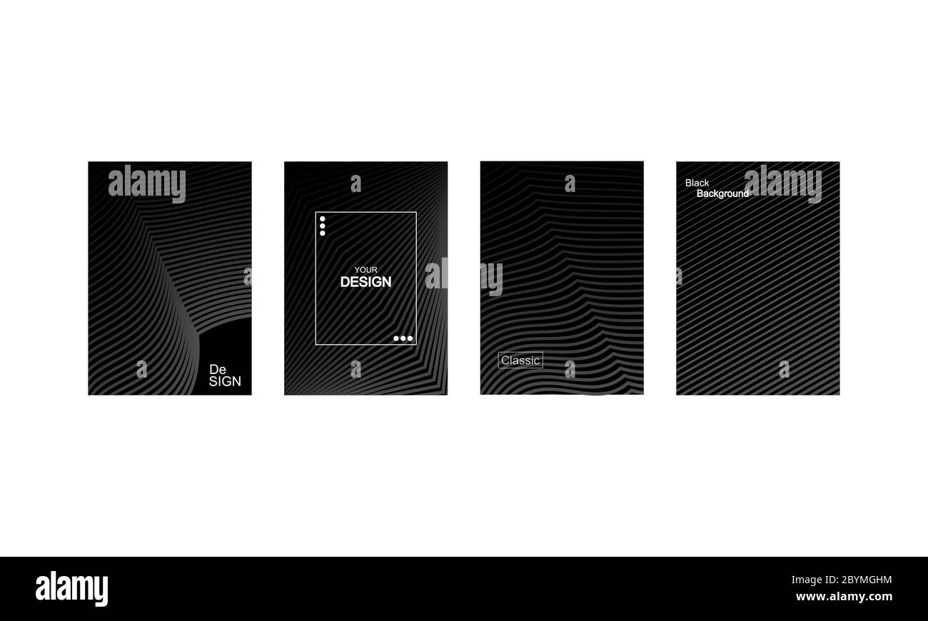 Vorlage für Werbeaktionen oder Präsentationen. Set von Cover-Design-Vorlagen mit klassischen schwarzen Farbverlauf Hintergrund. Künstlerisches Design des Covers. EPS 10 Stock Vektor