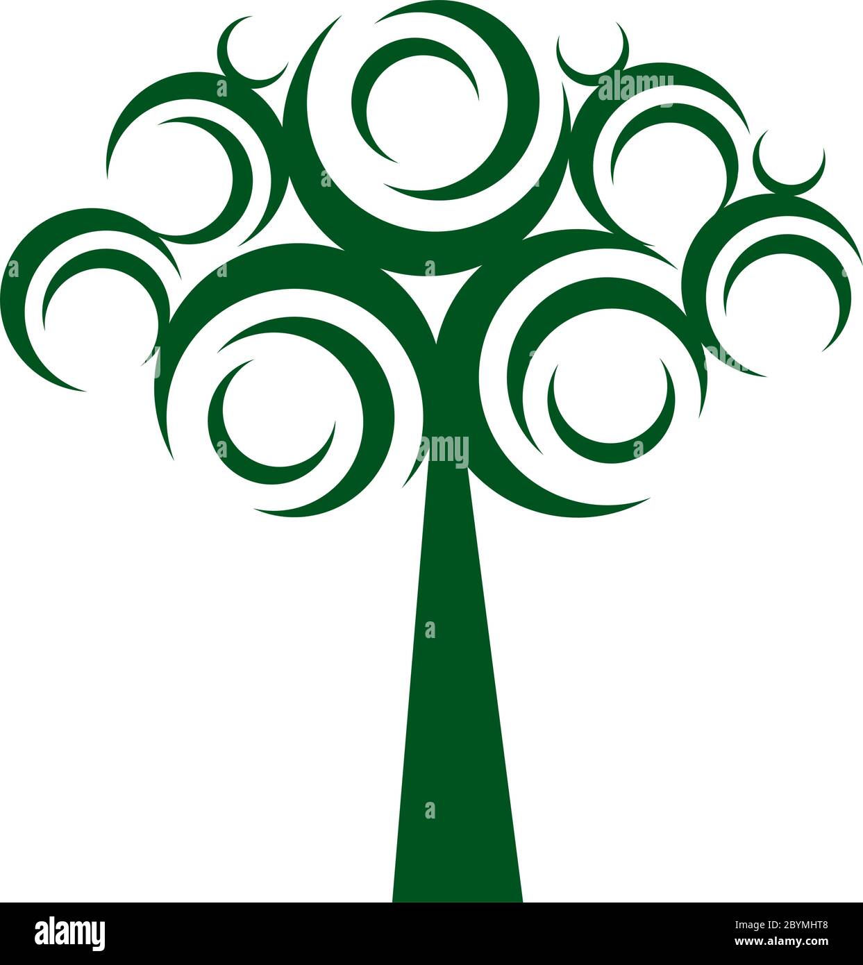 Frühling dekorativen Baum des Lebens. Silhouette Form mit Blättern. Vektorgrafik. Pflanze im Garten. Lizenzfreies Vektorobjekt. Stock Vektor